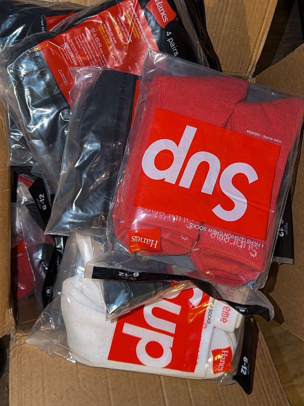 Hanes Men’s Athletic Crew Socks — Red, White, Black